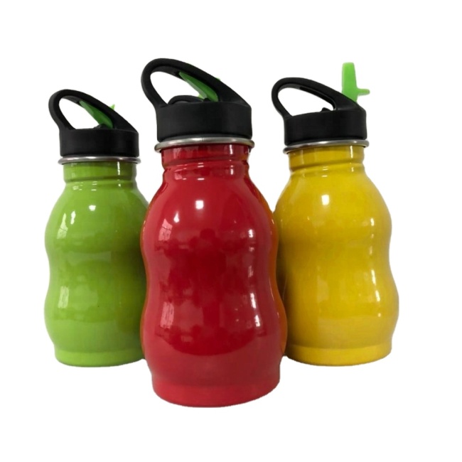 2023 Hot Selling Product 350 ml Custom Stainless Steel Single Wall Gourd Shape Water Bottle with Lid