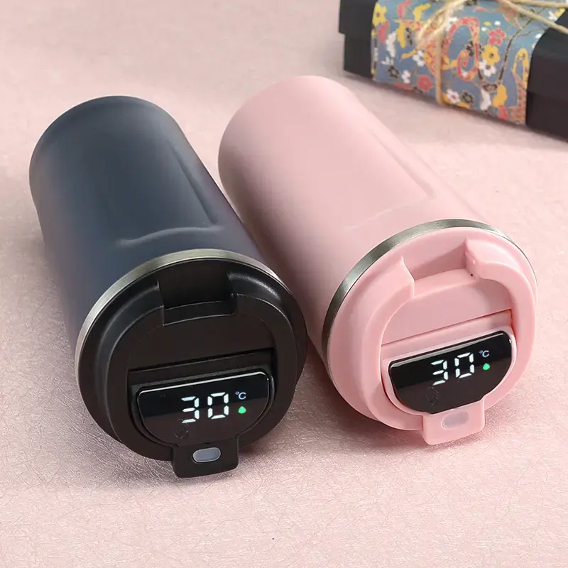 2023 New Double Wall Stainless Steel Vacuum Smart Temperature Controlled Coffee Mug Cups With Temperature Display Led Lid