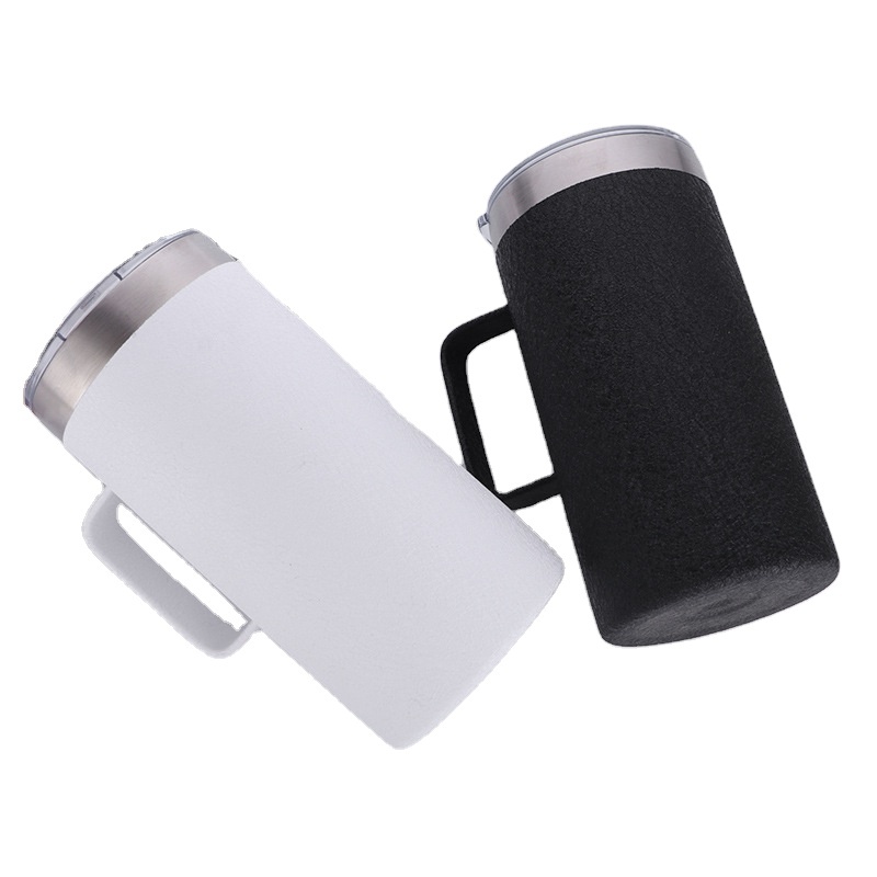 16oz Insulated Coffee Beer Mug Stainless Steel Tumbler Travel Mugs Custom Logo Printing with Handle