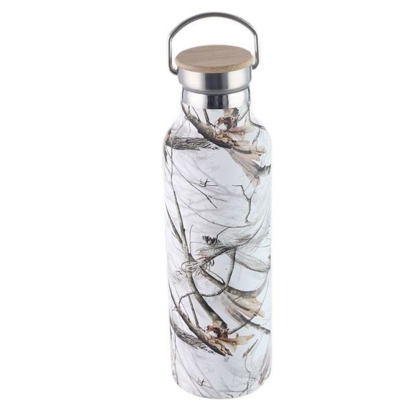 Custom Logo 1000ml Insulate Stainless Steel Water Bottle Double Walled Vaccum Flask Sport Kettle with Steel Handle Lid Vacuum