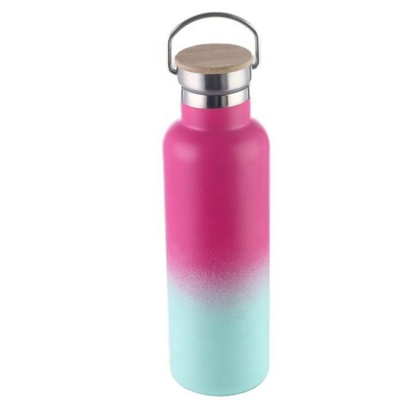 Custom Logo 1000ml Insulate Stainless Steel Water Bottle Double Walled Vaccum Flask Sport Kettle with Steel Handle Lid Vacuum