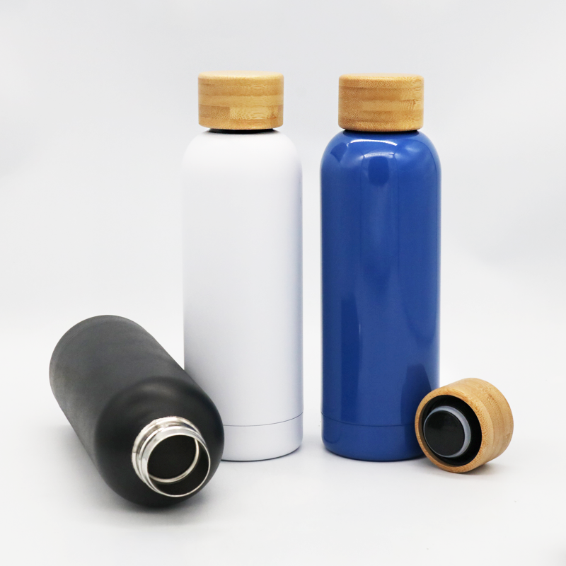 500ml custom double-layer stainless steel bamboo cover thermos bottle