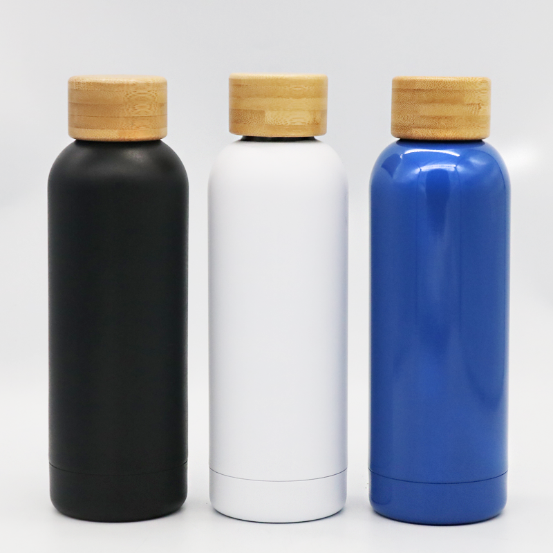 500ml custom double-layer stainless steel bamboo cover thermos bottle
