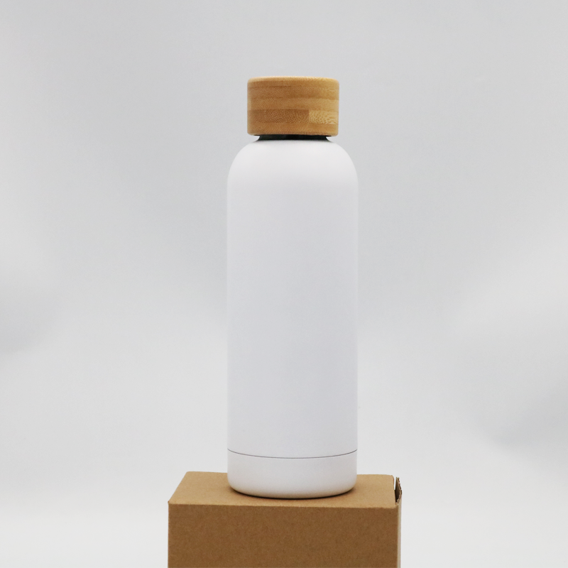 500ml custom double-layer stainless steel bamboo cover thermos bottle