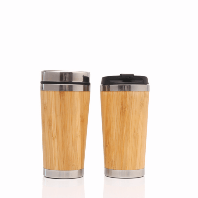 16oz bamboo tumbler coffee travel  insulated coffee mug with lid