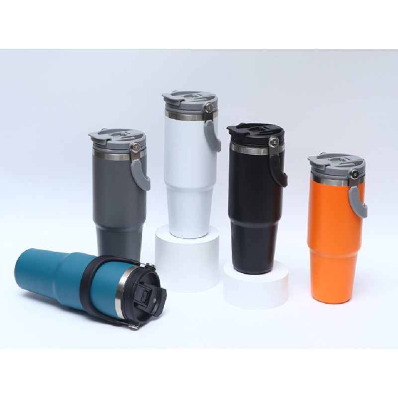 20OZ/30OZ Double Wall Thermos Vacuum Insulated Flask Stainless Steel Travel Mug With Handle Lid Tumbler