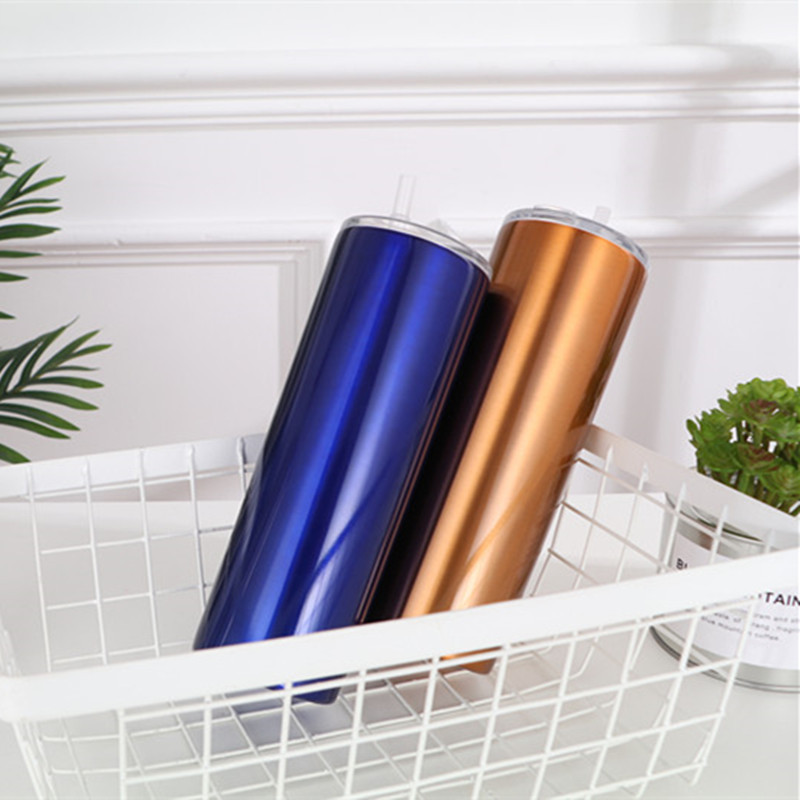 20/30oz Skinny Stainless Steel Color Changing Thermos Bottle Insulated Flasks Vacuum Mug Straight Tumbler
