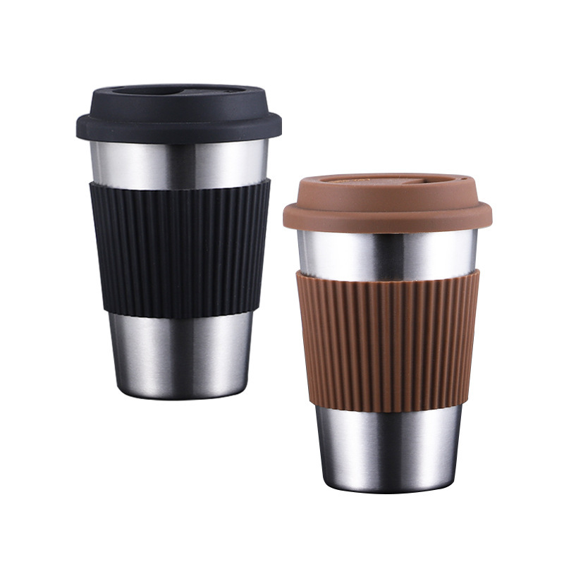 Hot Seller Nordic Silicone Insulation Cup Stainless Steel Coffee Mug Travel Anti Scalding Straw Cup