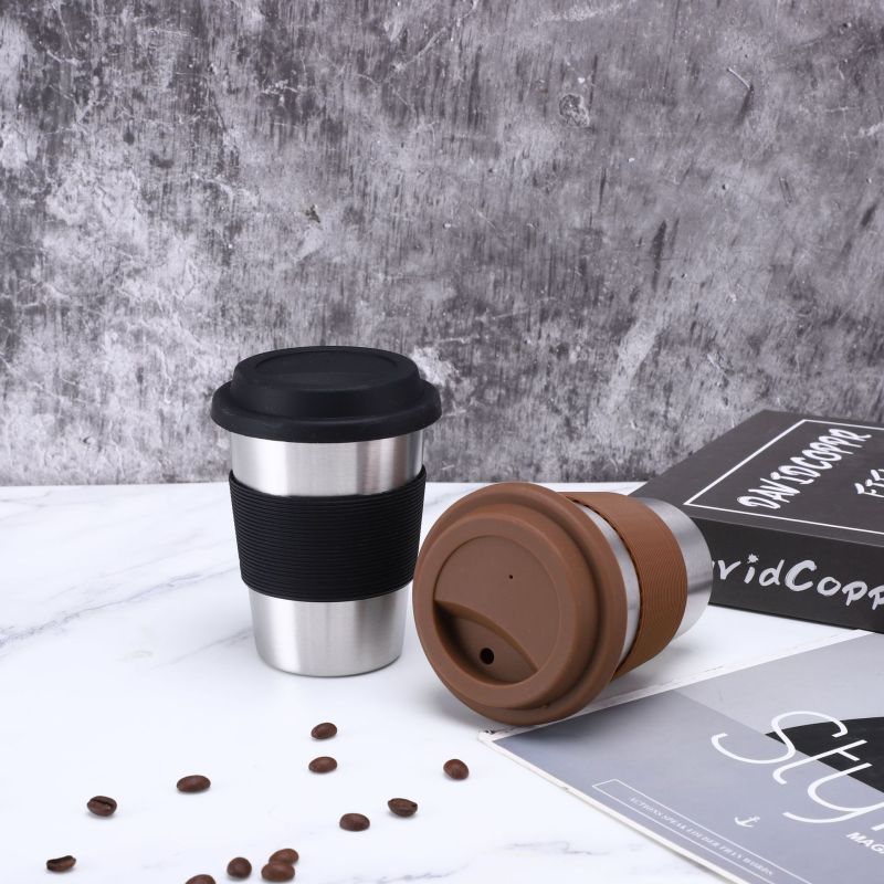 Hot Seller Nordic Silicone Insulation Cup Stainless Steel Coffee Mug Travel Anti Scalding Straw Cup