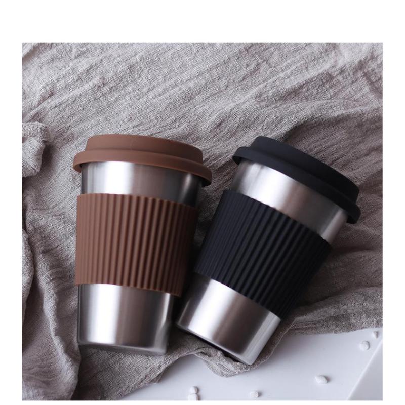 Hot Seller Nordic Silicone Insulation Cup Stainless Steel Coffee Mug Travel Anti Scalding Straw Cup