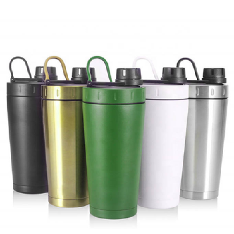 High quality stainless steel single wall vacuum shaker bottle large capacity sport water bottle coffee mug thermos with blender