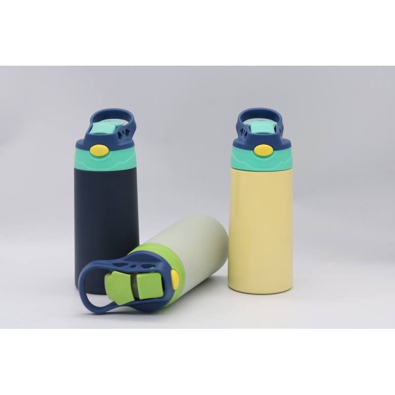 350ML Double Wall Water Bottle Stainless Steel Vacuum Insulated Flask With Straw Handle Lid For Kids