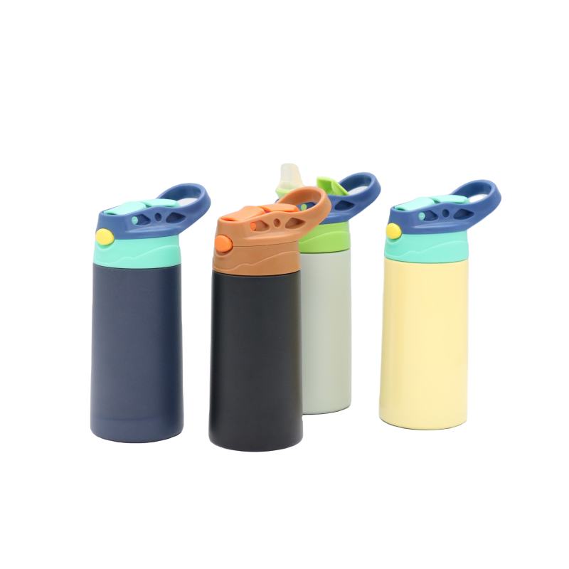 350ML Double Wall Water Bottle Stainless Steel Vacuum Insulated Flask With Straw Handle Lid For Kids