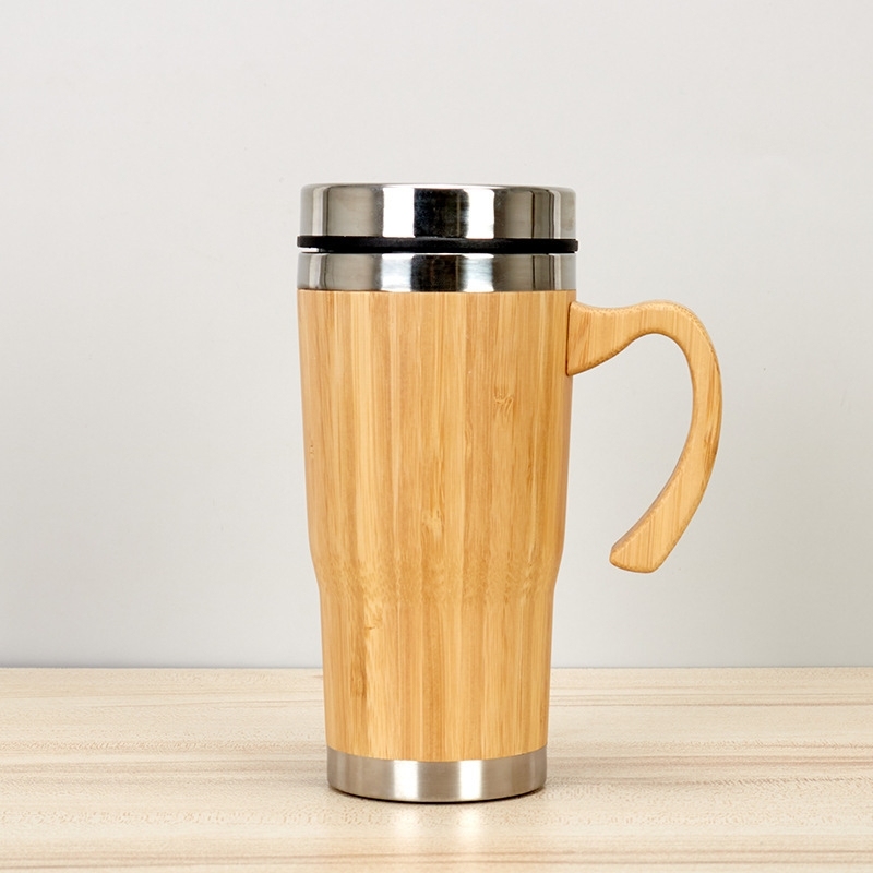 Customised Bamboo Fibre Insulated Coffee Travel Cup Bamboo Water Bottle