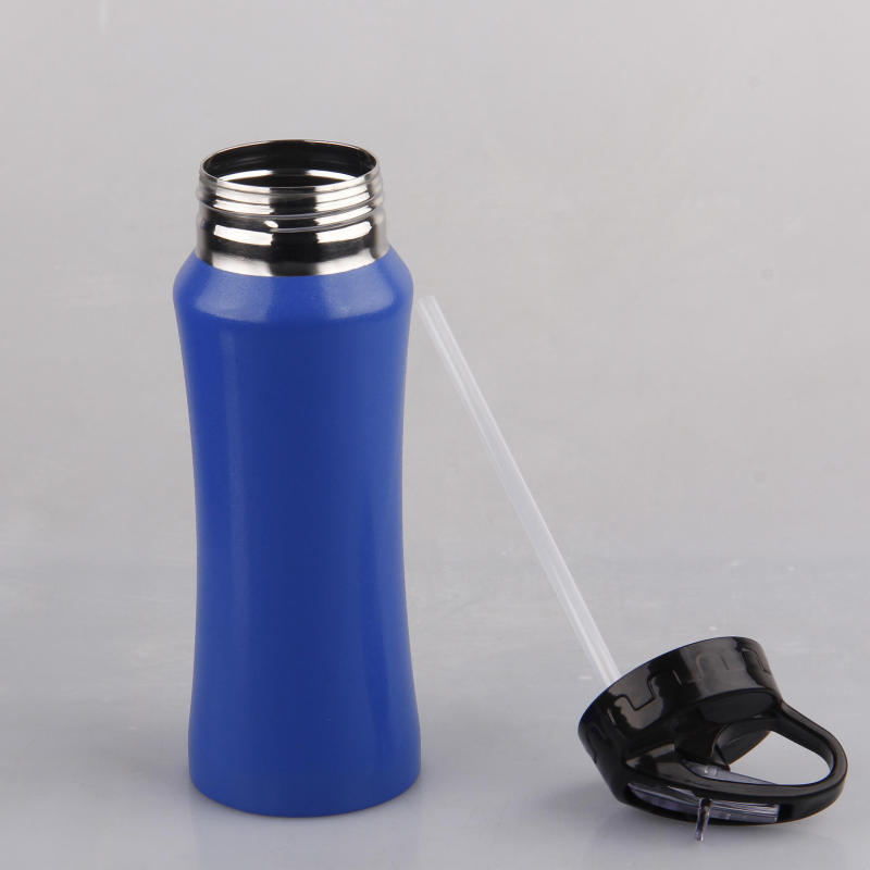 Factory Price 700ml Single Wall Powder Coated Stainless Steel Bicycle Bottle Gym Drink Tumbler With Straw