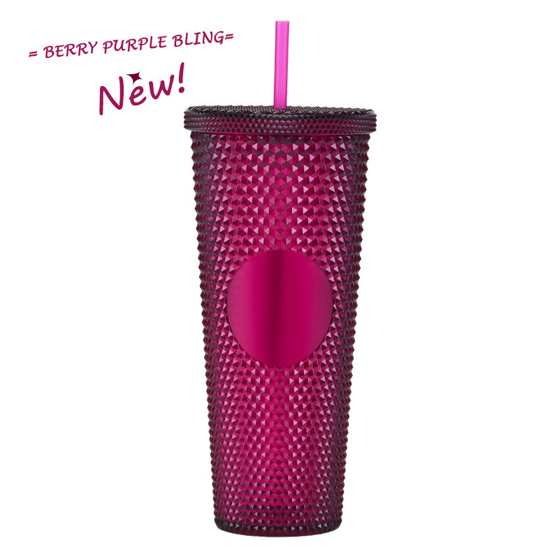 Different Size Double Wall Capacity Studded Pinch Cup 22OZ Fashion Creative AS Straw Durian Plastic Cup