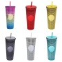 Different Size Double Wall Capacity Studded Pinch Cup 22OZ Fashion Creative AS Straw Durian Plastic Cup