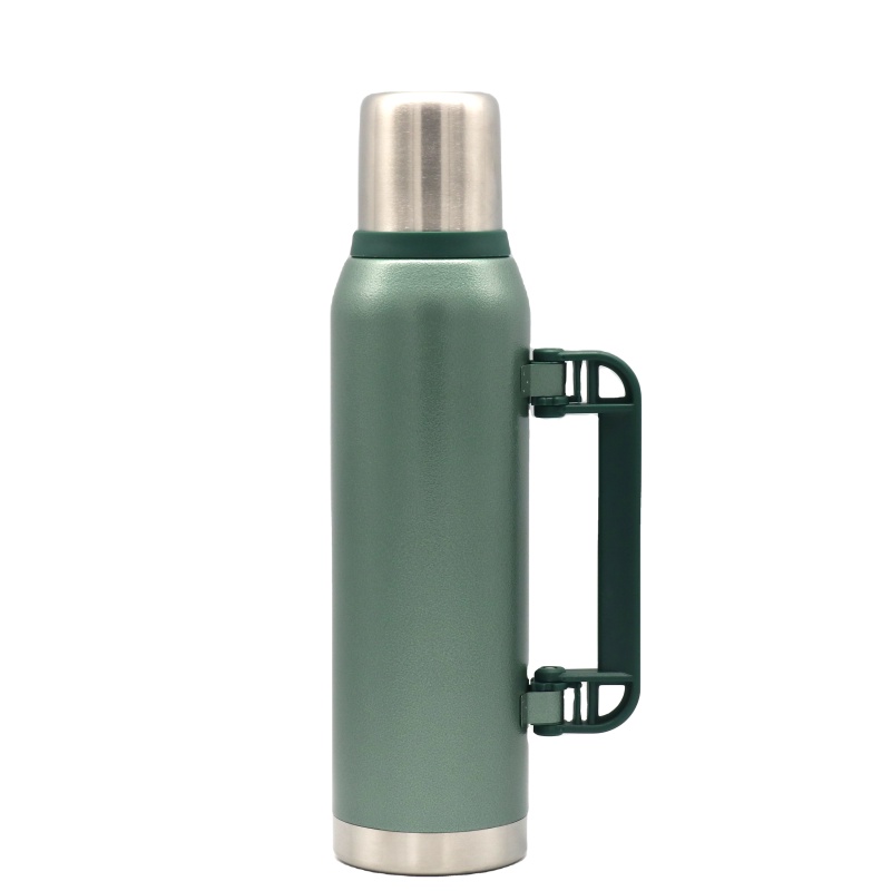 Eco Friendly Thermos 1.8L Hammer Coated Stainless Steel Vacuum Flask Double Wall Insulated Water Bottle with Handle