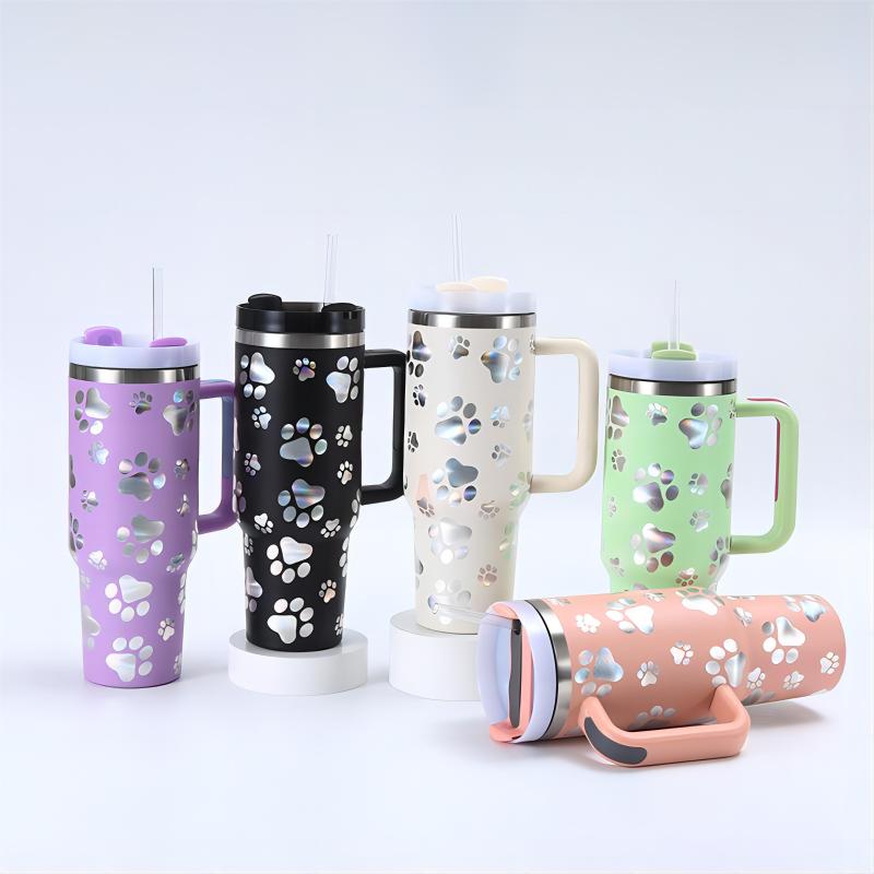New design 40oz stainless steel vacuum handle cup with lid and straw