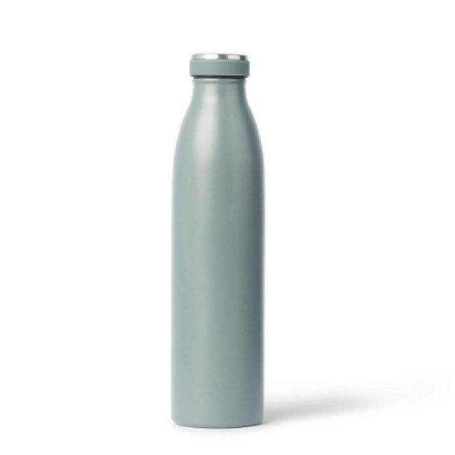 stainless steel vacuum insulated water bottle with a lid and like milk bottle shape
