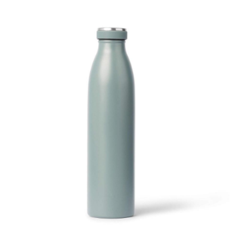 stainless steel vacuum insulated water bottle with a lid and like milk bottle shape