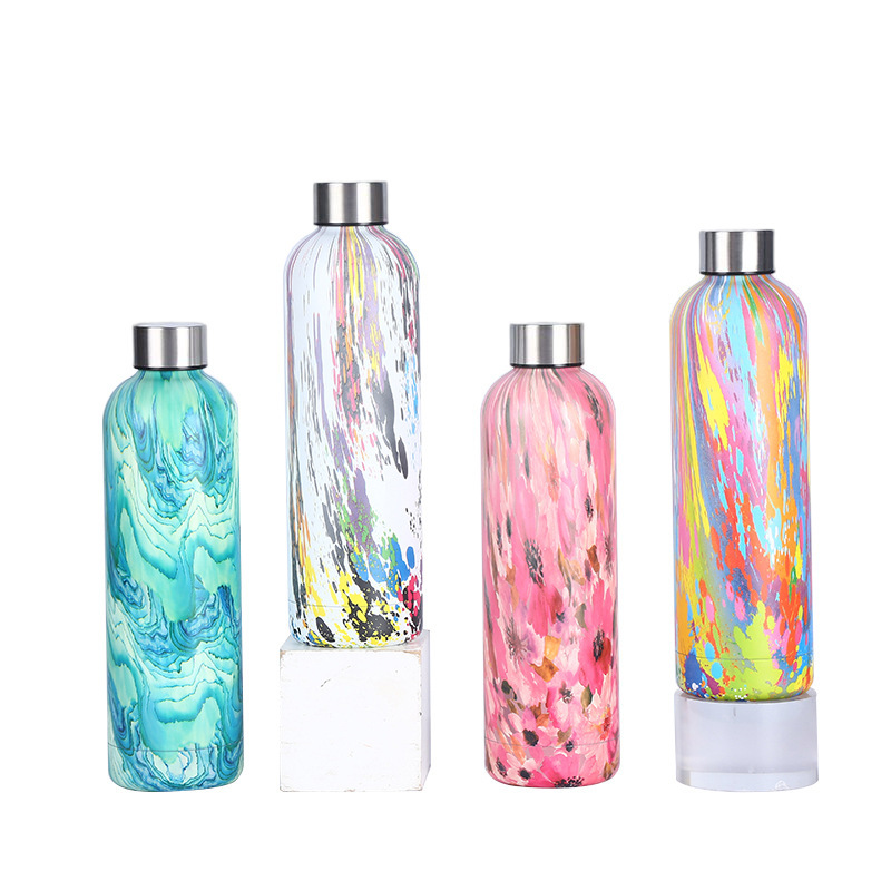 500ML Stainless Steel Double Wall Insulated Vacuum Flasks With Different Lids Thermos Water Bottle