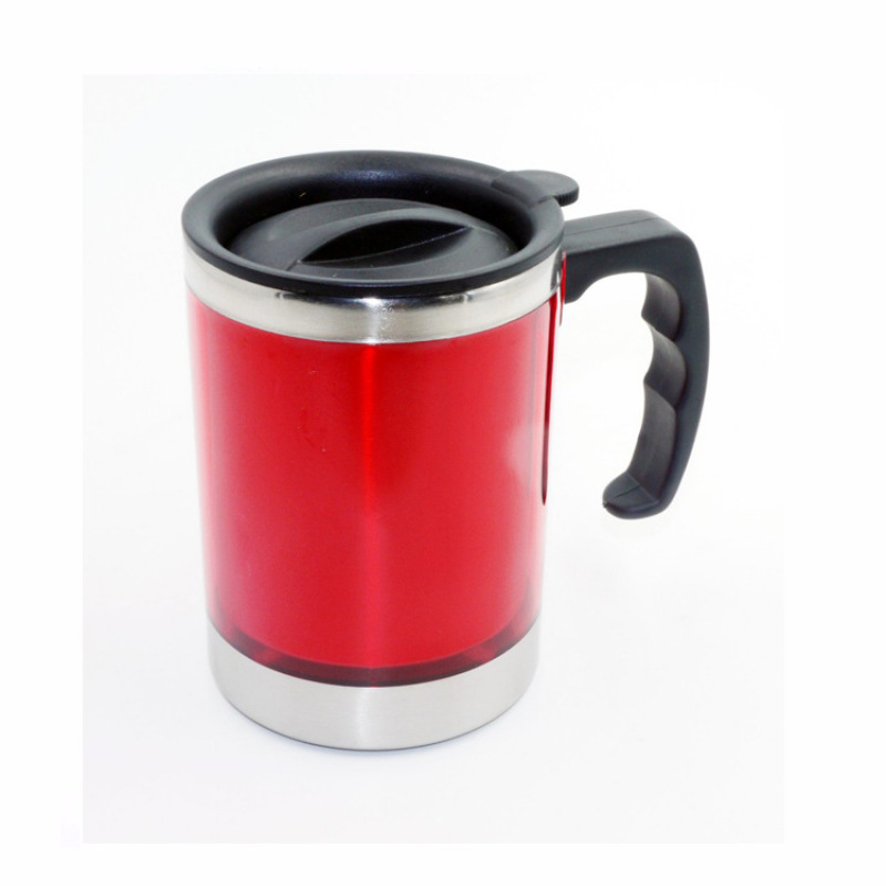 Promotion Cup Double Wall Stainless Steel Inner Plastic Outer With Handle Insulated Travel Mug