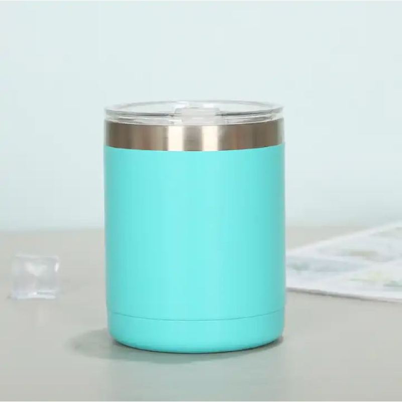 Vacuum Insulated Stainless Steel 10oz Travel Beer Coffee Tumbler Reusable Coffee Thermos Cup With Slide Lid