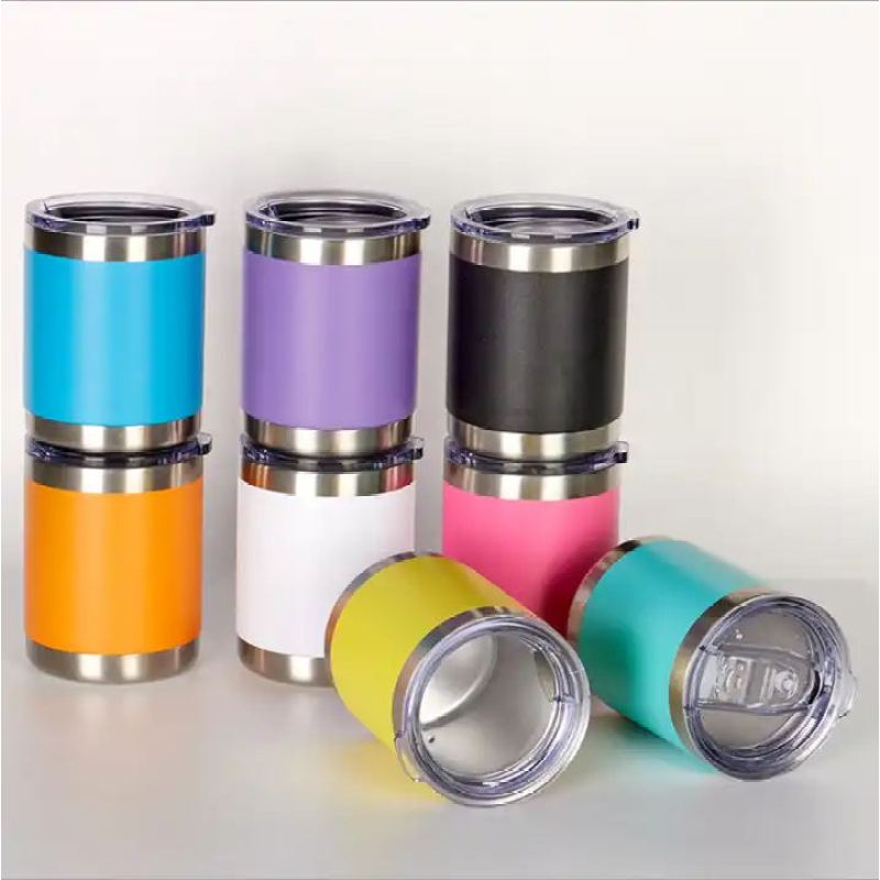 Vacuum Insulated Stainless Steel 10oz Travel Beer Coffee Tumbler Reusable Coffee Thermos Cup With Slide Lid