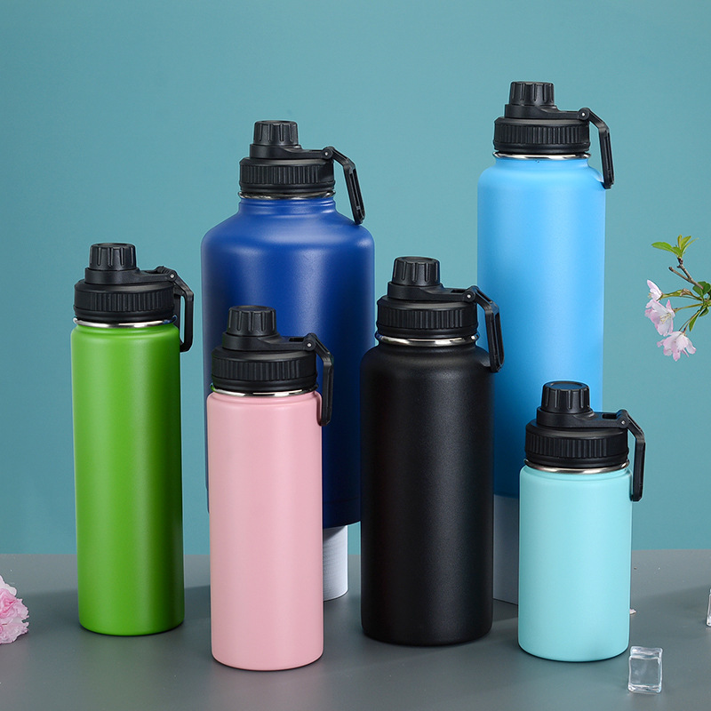 Custom Logo 32oz Stainless Steel Water Bottle Double Wall Insulated Wide Mouth Water Bottle  with Lids