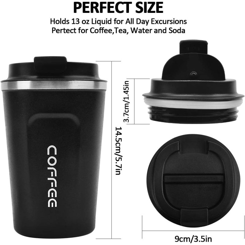 Portable Double Wall Stainless Steel Tumbler Cups Vacuum Hot Coffee Thermos Mug with Flip Lid
