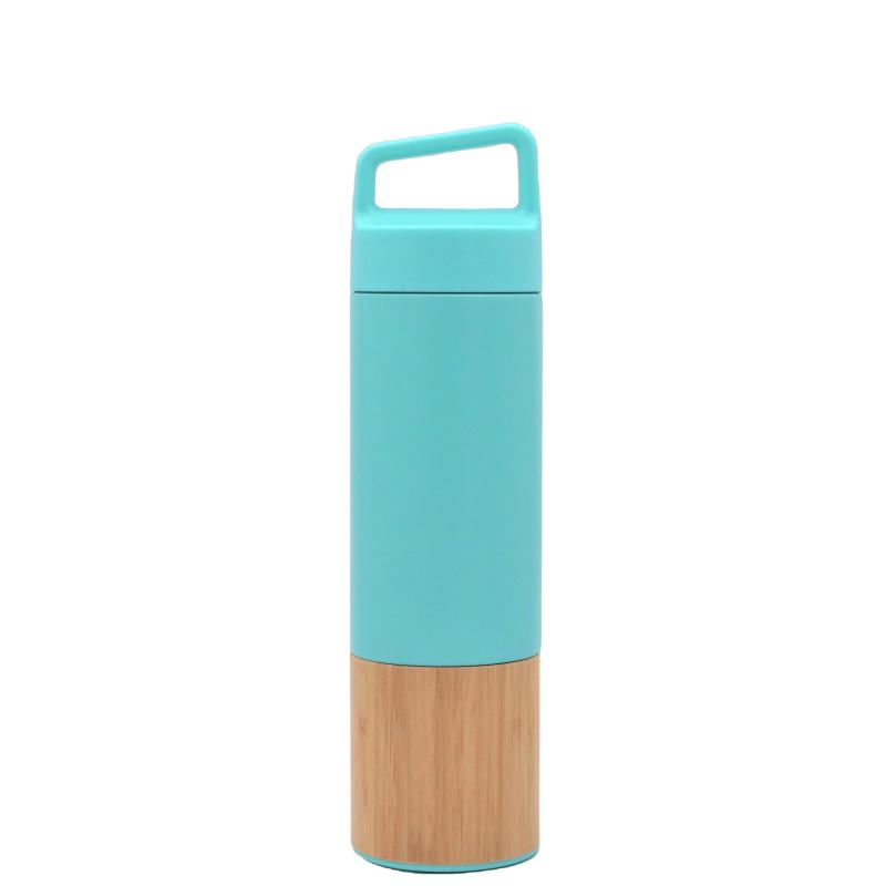 420ml High Quality Tumbler Bamboo Thermos Double Wall Stainless Steel Travel Mug with Lid