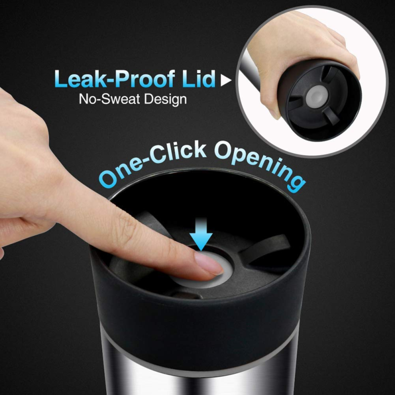 Hot selling custom log 450ml Vacuum insulated coffee cup thermal mug with 360 degree water outlet lid