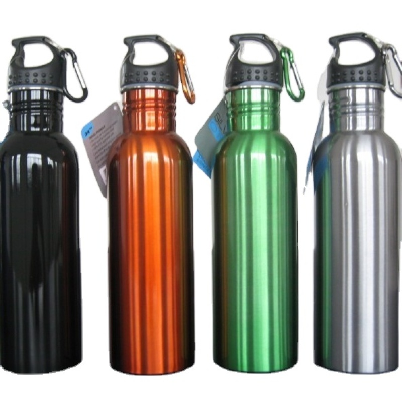 750ml single wall black color sport water bottle with straw lid and handle for kids