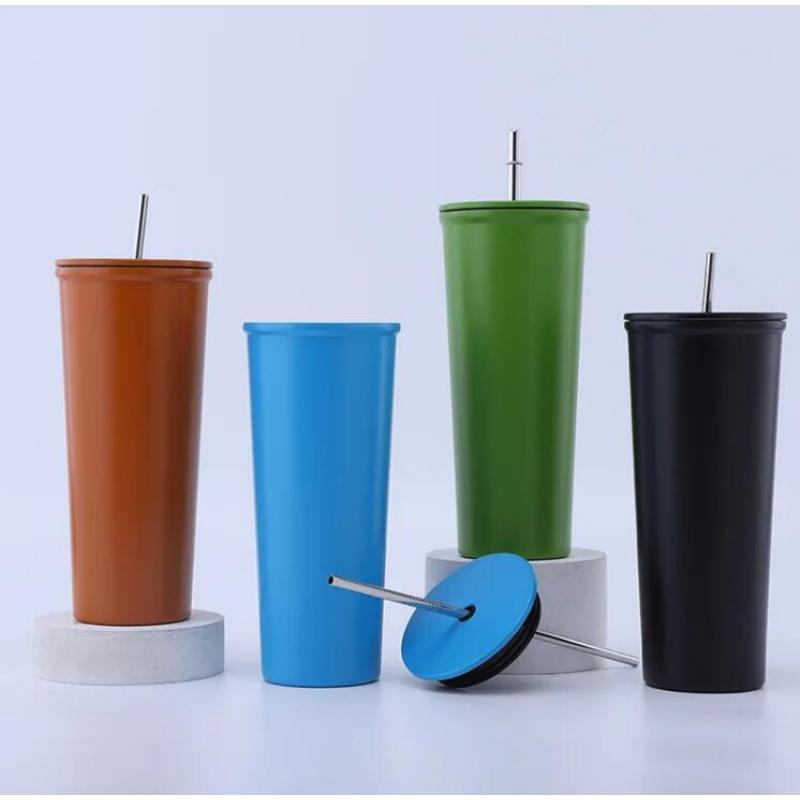 Promotion Gift Double Wall Stainless Steel Tumbler Cup Vacuum 24oz Coffee Mug with SS Straw