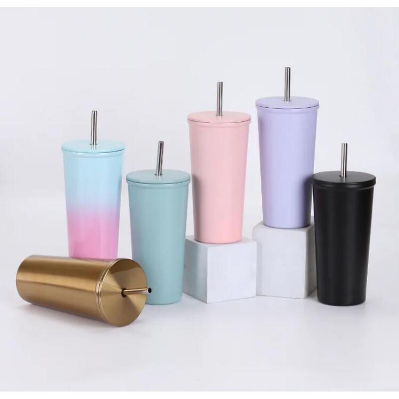 Promotion Gift Double Wall Stainless Steel Tumbler Cup Vacuum 24oz Coffee Mug with SS Straw