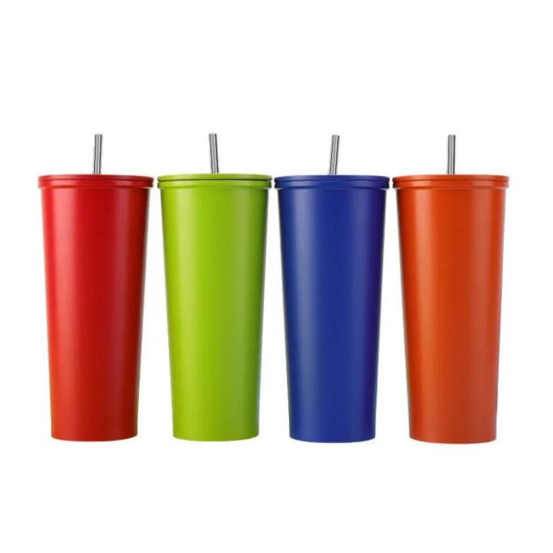 Promotion Gift Double Wall Stainless Steel Tumbler Cup Vacuum 24oz Coffee Mug with SS Straw