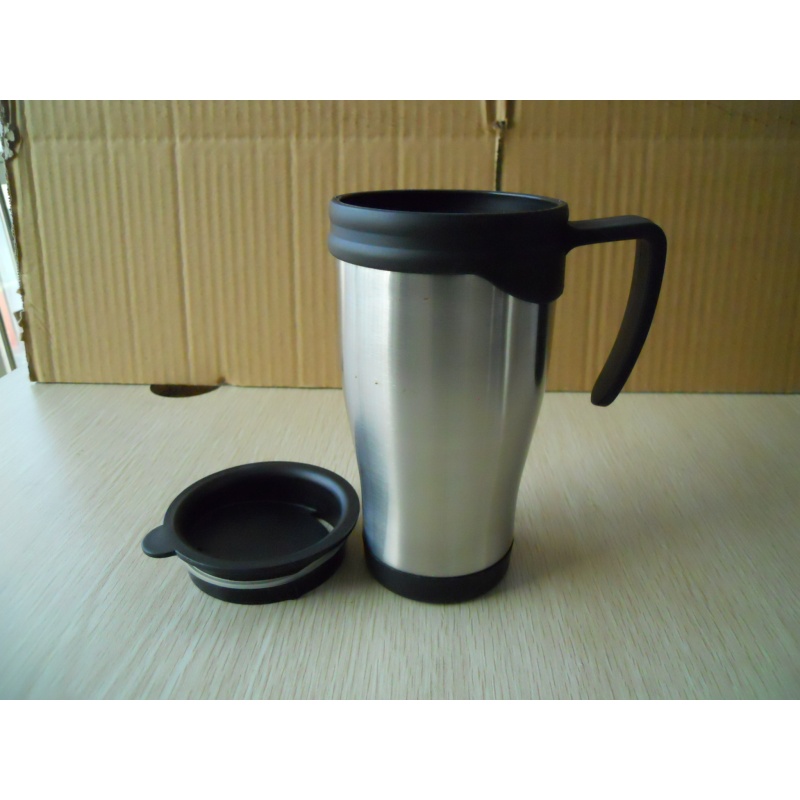 Factory Wholesale Promotional Item Cheap Price Mugs Double Wall Inner Plastic Outer Stainless Steel Travel Mug
