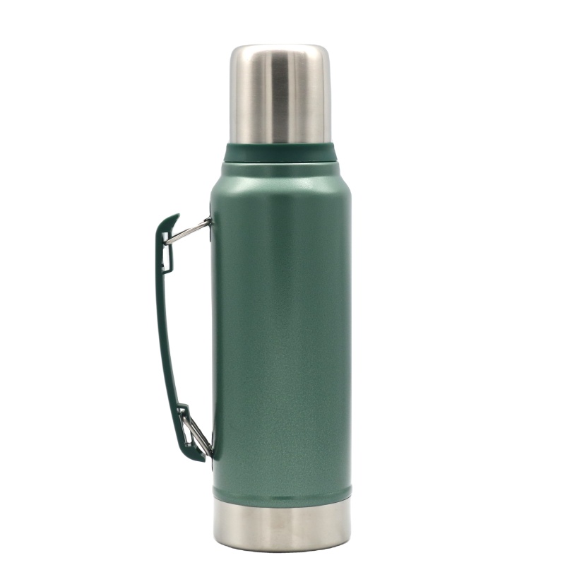 Hot Sale BPA Free 1L Thermos Outdoor Hammer Coated Vacuum Flask Double Wall Insulated Stainless Steel Water Bottle with Handle