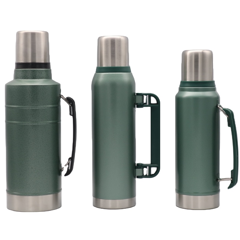Hot Sale BPA Free 1L Thermos Outdoor Hammer Coated Vacuum Flask Double Wall Insulated Stainless Steel Water Bottle with Handle