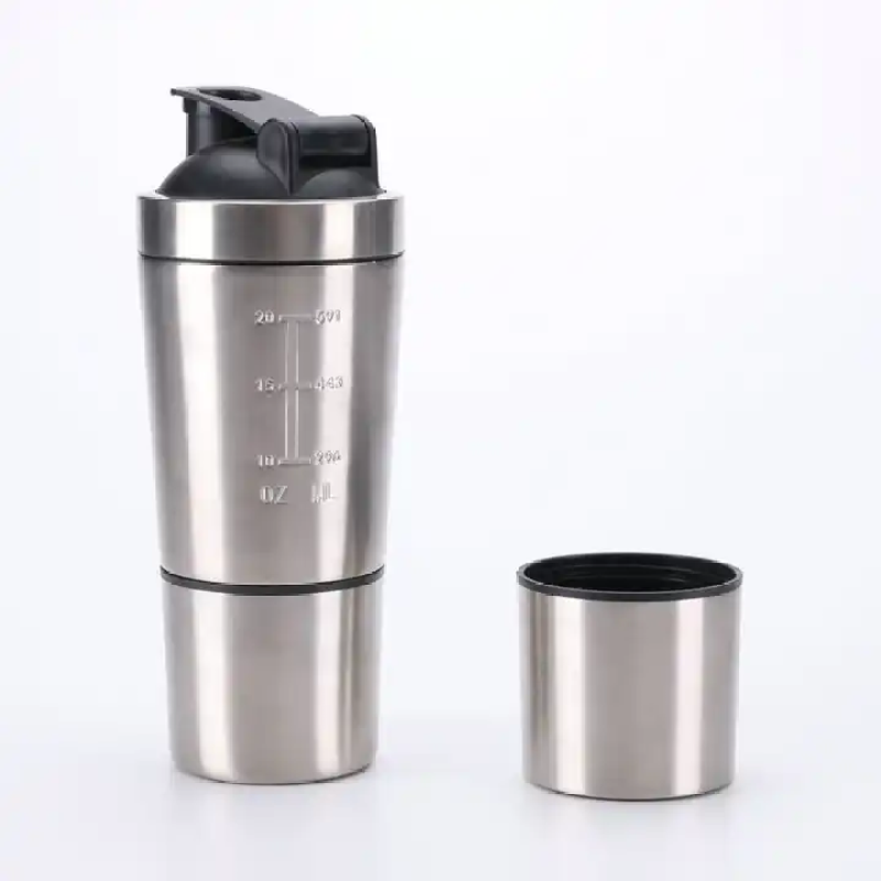 Custom gym insulated double stainless steel vacuum protein powder shaker cup with shaker ball