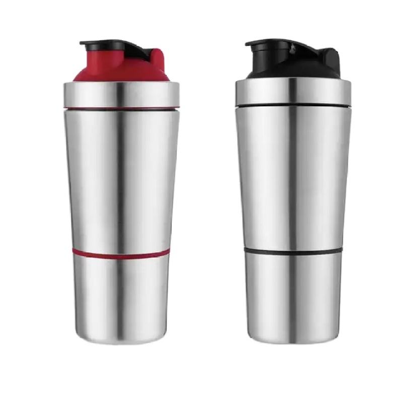 Custom gym insulated double stainless steel vacuum protein powder shaker cup with shaker ball