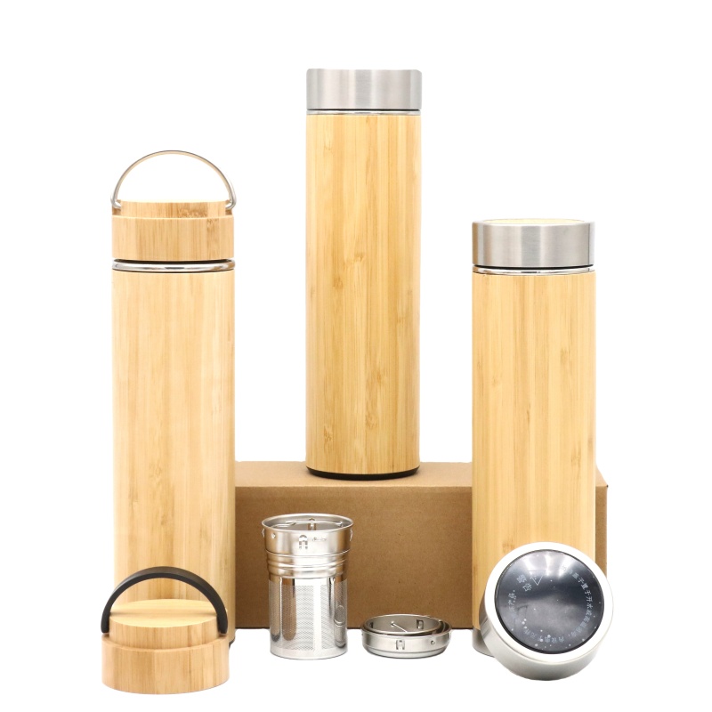 Eco Friendly Bamboo Coffee Mug Stainless Steel Tumbler Cups Thermos Travel Cup with Lid