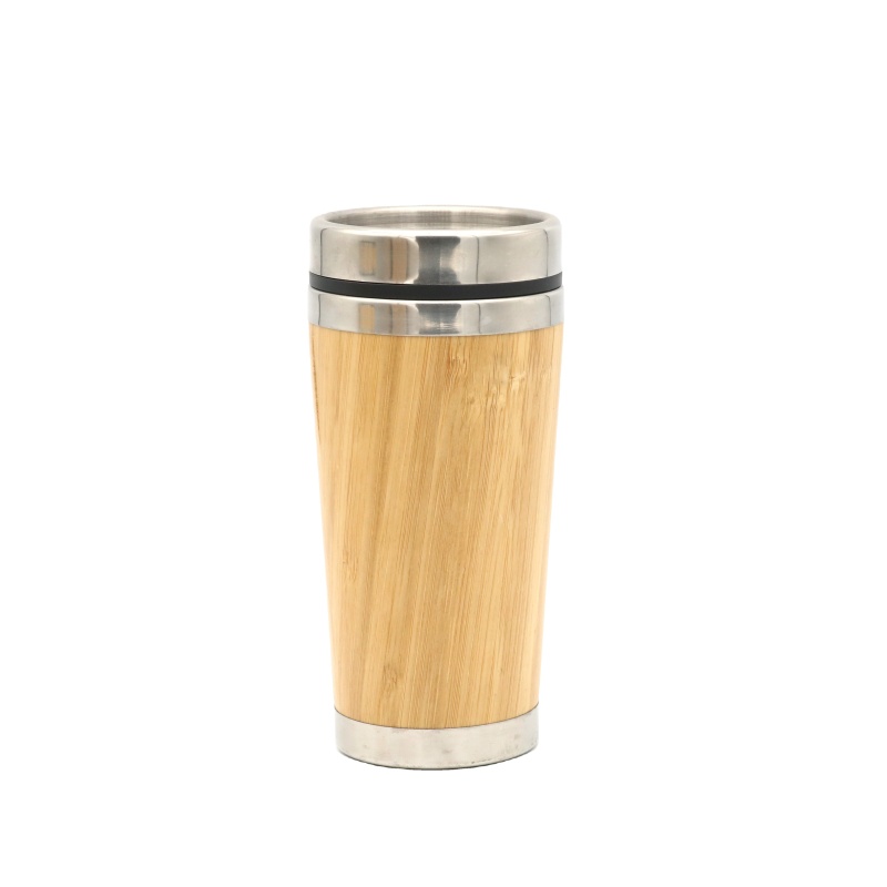 Eco Friendly Bamboo Coffee Mug Stainless Steel Tumbler Cups Thermos Travel Cup with Lid