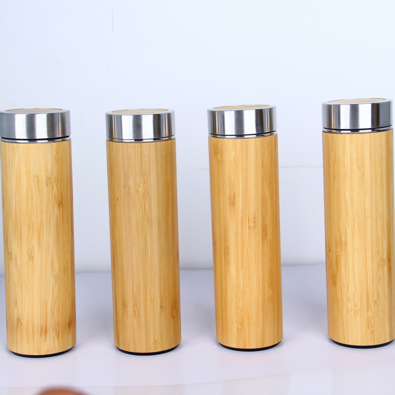 Eco Friendly High Quality 500ml Bamboo Triple Wall Stainless Steel Vacuum Insulated Thermos Flask