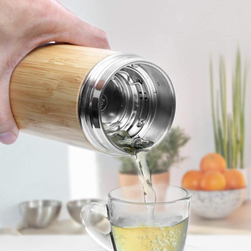 Eco Friendly High Quality 500ml Bamboo Triple Wall Stainless Steel Vacuum Insulated Thermos Flask