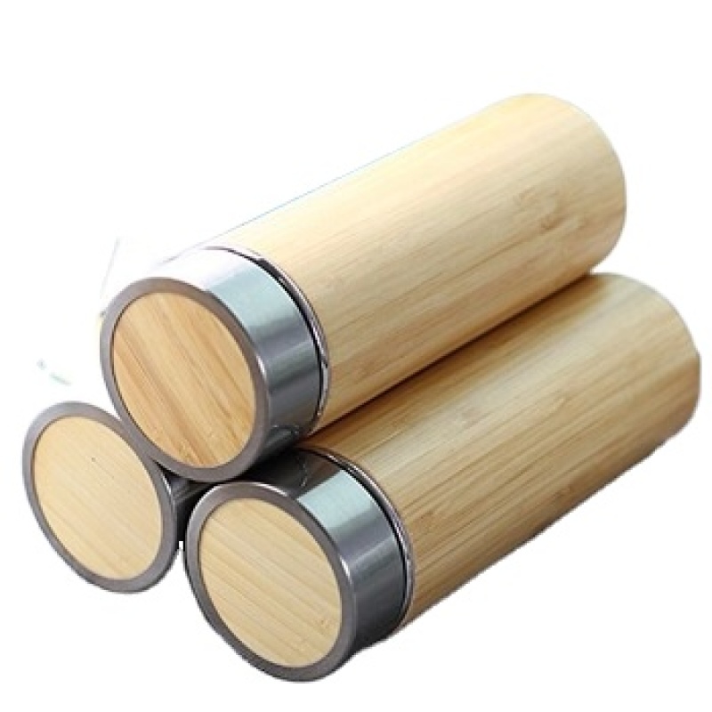 Eco Friendly High Quality 500ml Bamboo Triple Wall Stainless Steel Vacuum Insulated Thermos Flask