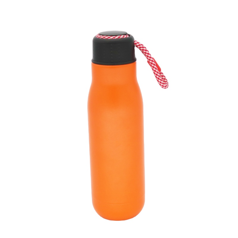 High Quality 500ml Stainless Steel Water Bottle Double Wall Vacuum Flask Insulated Sport Bottle With Strap Lid