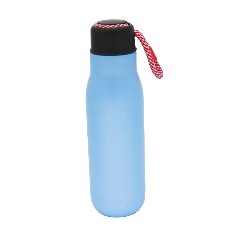 High Quality 500ml Stainless Steel Water Bottle Double Wall Vacuum Flask Insulated Sport Bottle With Strap Lid