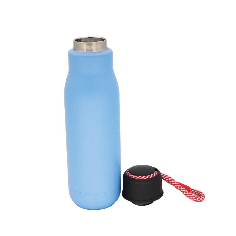 High Quality 500ml Stainless Steel Water Bottle Double Wall Vacuum Flask Insulated Sport Bottle With Strap Lid